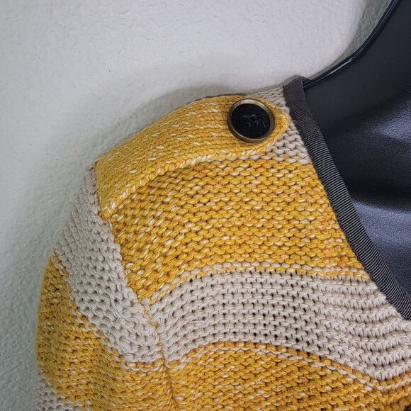 Loft Ann Taylor Mustard Yellow Striped Military Sweater Jacket Size Medium - Picture 4 of 9